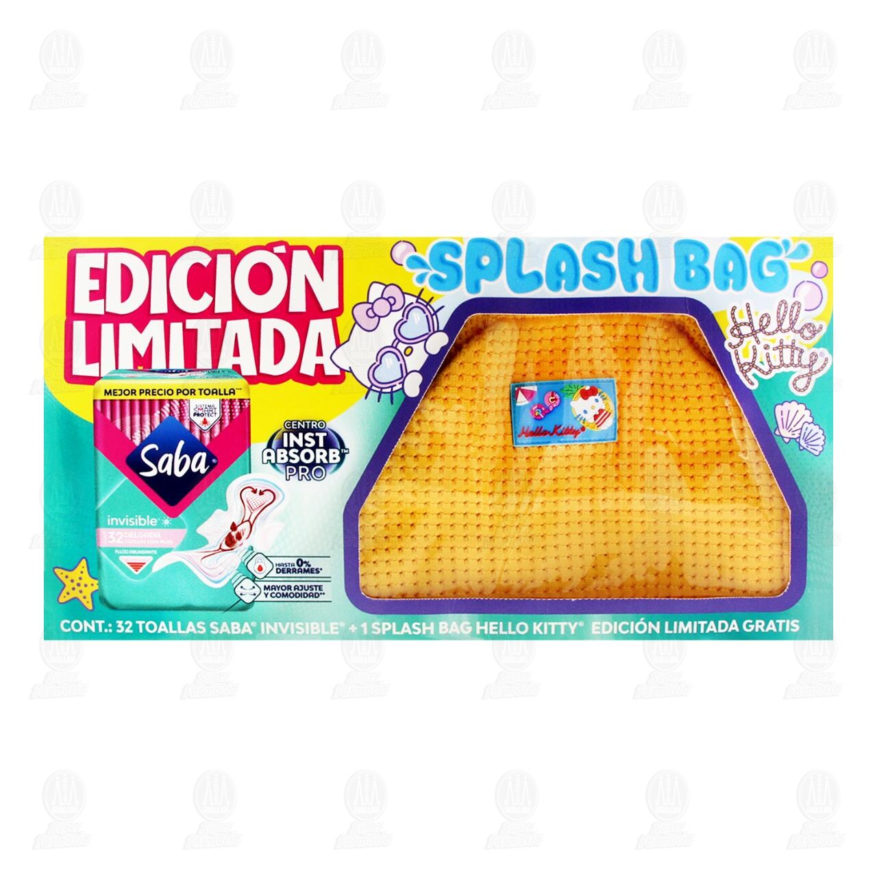 Pack Toallas Femeninas Saba Invisible Delgada con Alas + Splash Bag Edici&oacute;n Hello Kitty, 2 pzas. image number 1