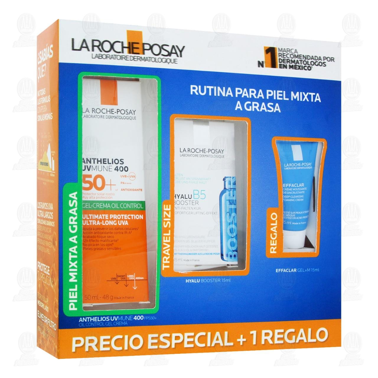 Pack La Roche Posay Anthelios UVMune FPS50+ 400 + Hyalu B5 + Effaclar Gel+M, 3 pzas.