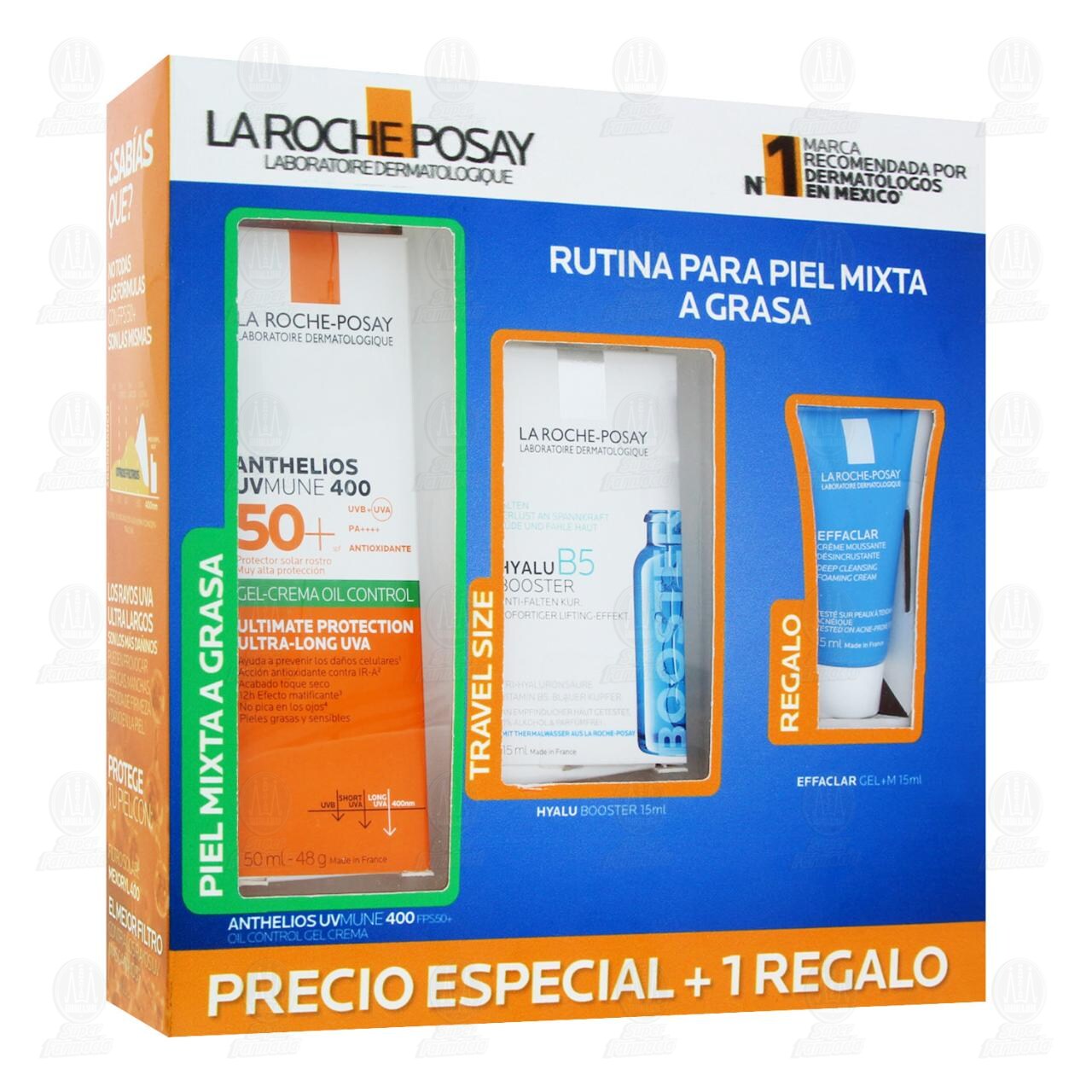 Pack La Roche Posay Anthelios UVMune FPS50+ 400 + Hyalu B5 + Effaclar Gel+M, 3 pzas. image number 0