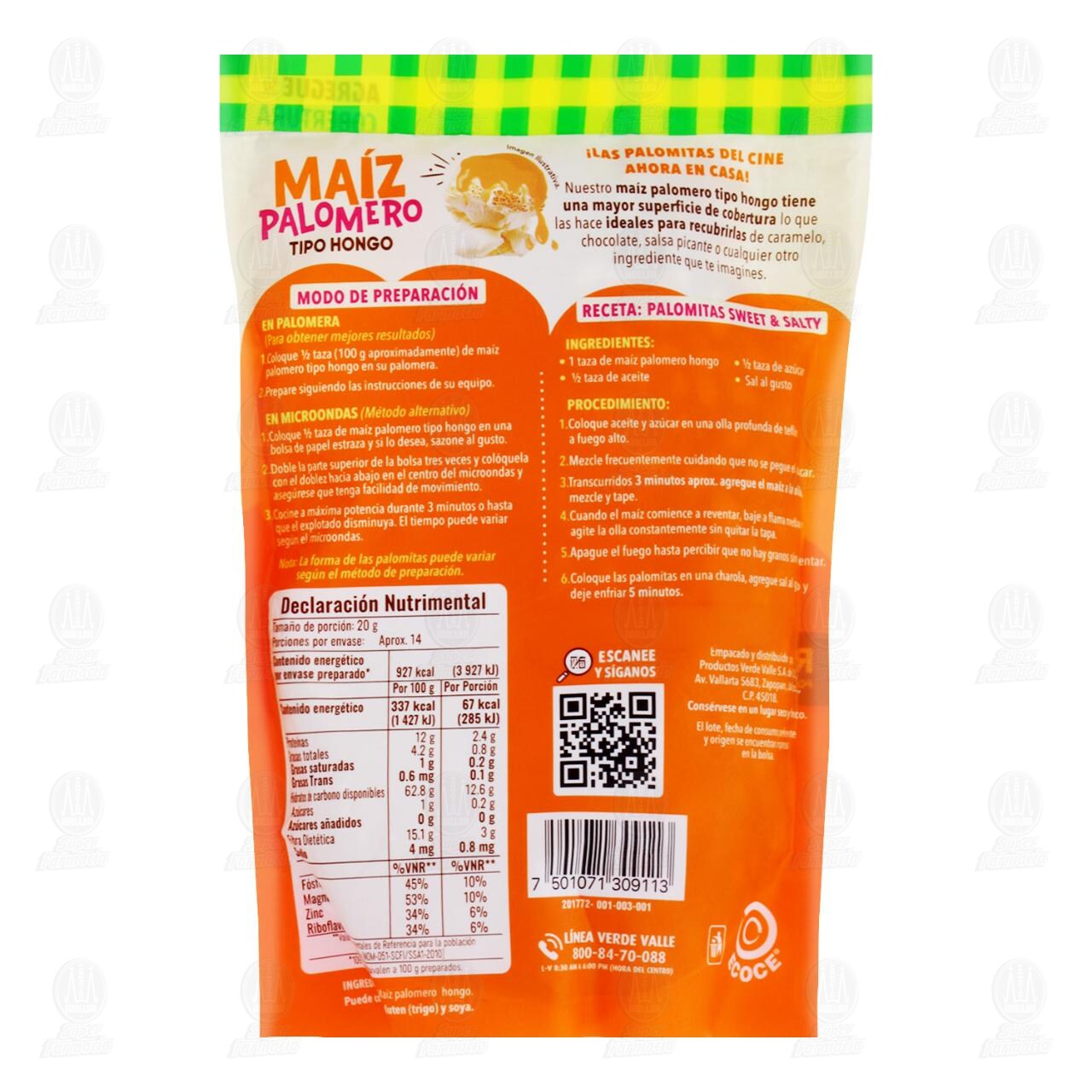 Ma&iacute;z Palomero Tipo Hongo Verde Valle, 300 gr. image number 1
