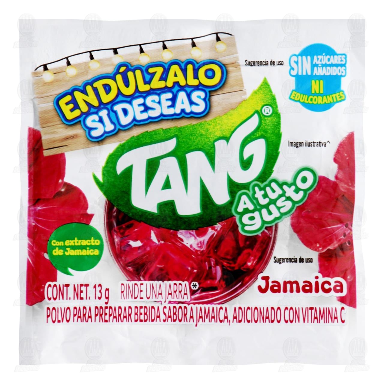 Bebida en Polvo Tang Sabor Jamaica Sin Az&uacute;car, 13 gr.