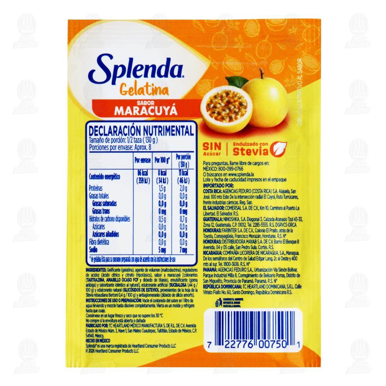Gelatina en Polvo Splenda Sabor Maracuy&aacute; Sin Az&uacute;car, 20 gr. image number 1