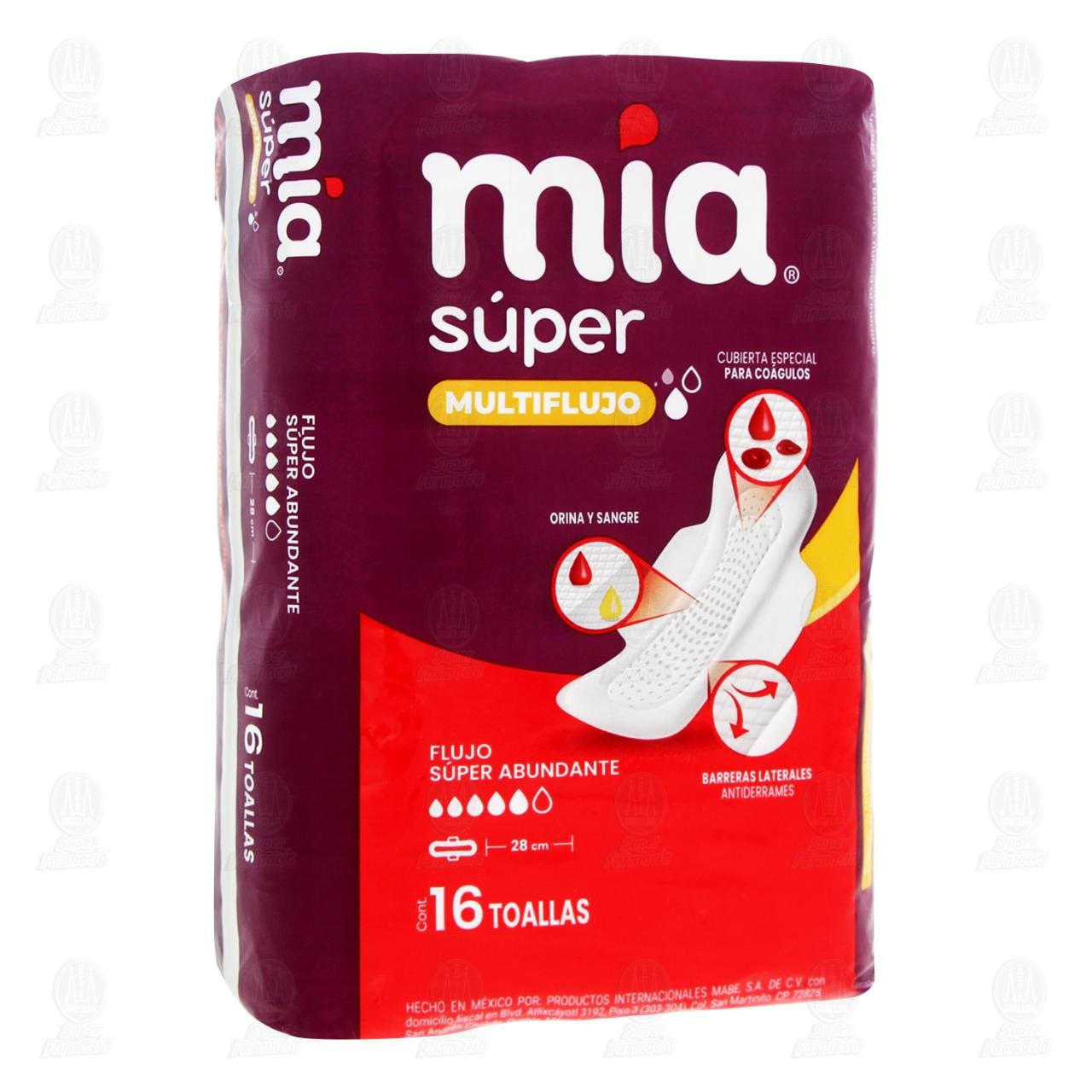 M&iacute;a Toalla Femenina S&uacute;per Multiflujo, 16 pzas.