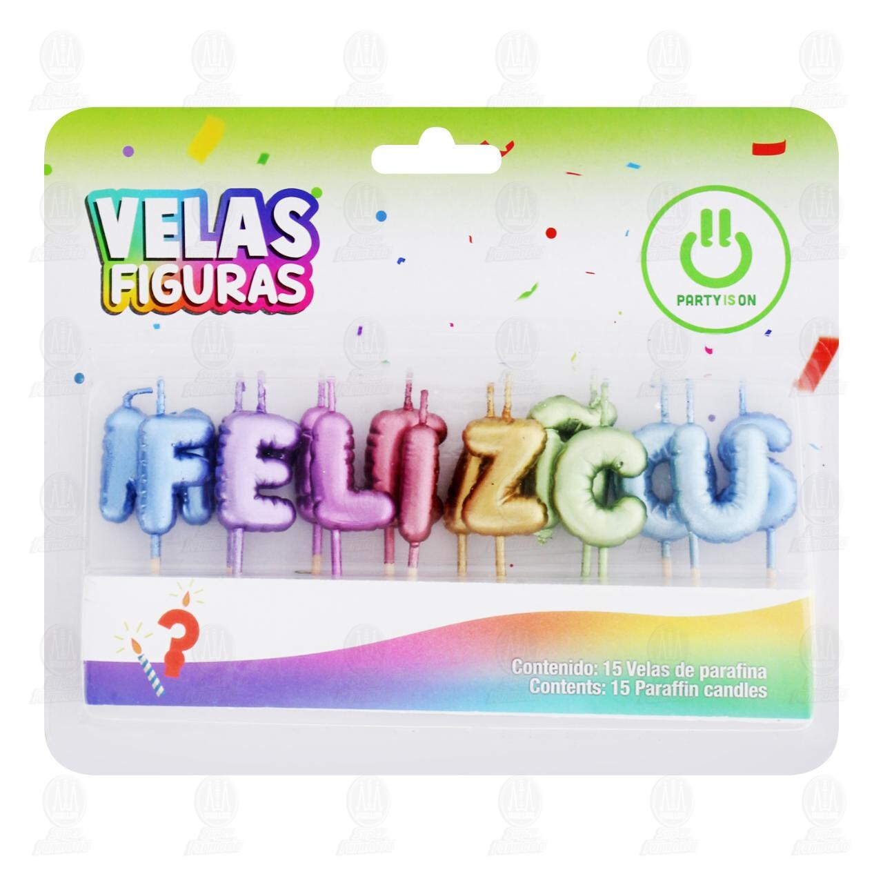 Velas Figuras Party Is On Feliz Cumplea&ntilde;os Multicolor, 15 pzas. image number 0