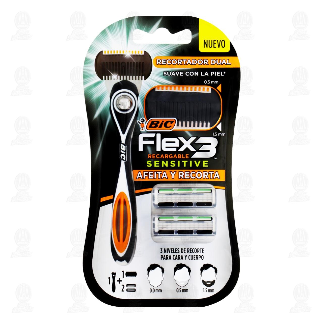 M&aacute;quina Bic Flex 3 Sensitive Recargable para Afeitar y Recortar, 4 pzas. image number 0