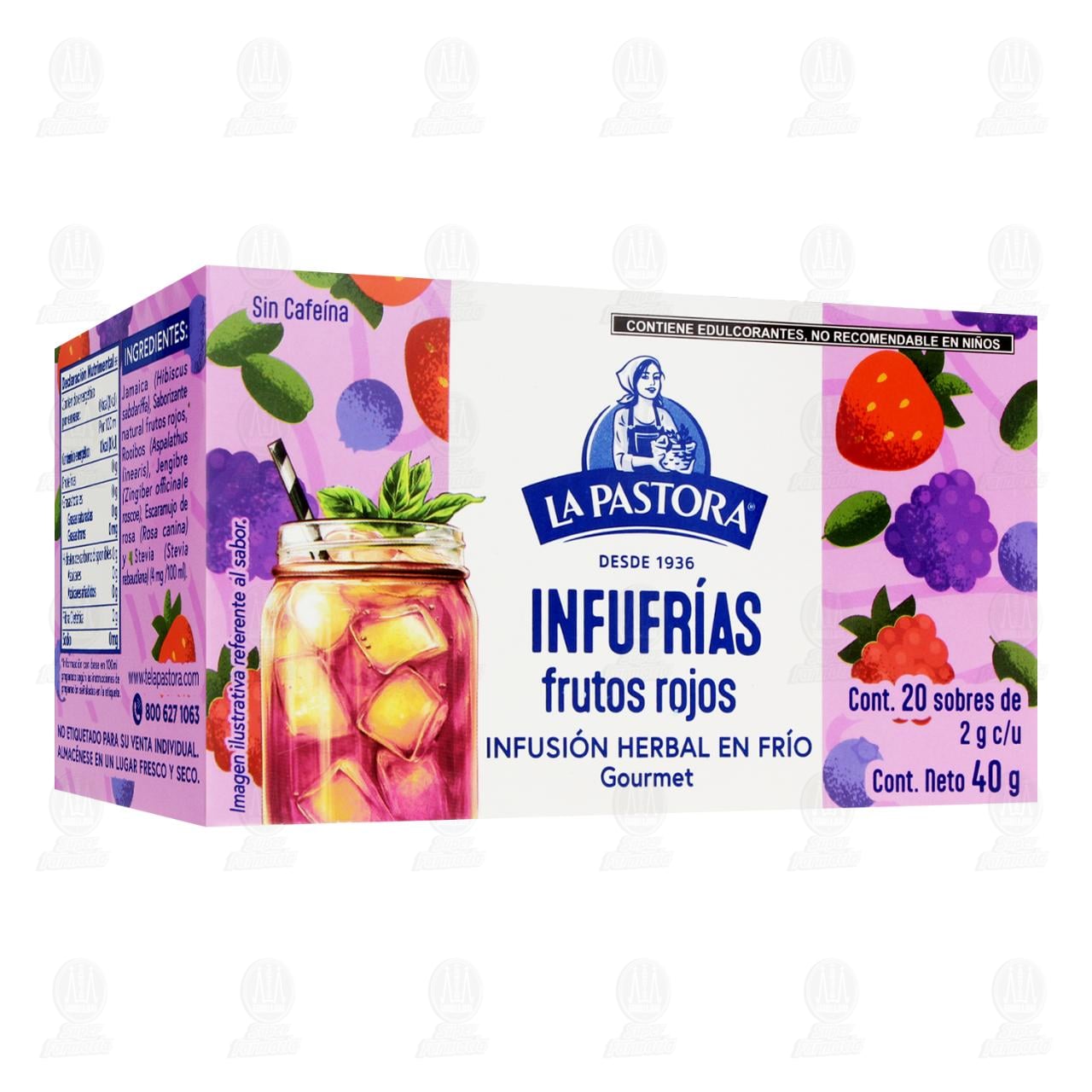 Infusi&oacute;n Herbal Infufr&iacute;as La Pastora Frutos Rojos, 40 gr.