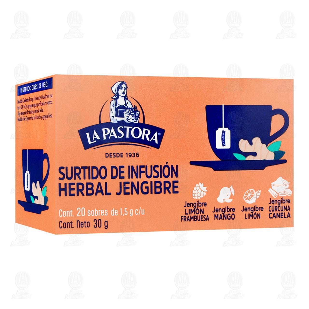 Surtido de Infusi&oacute;n Herbal La Pastora Jengibre, 30 gr.