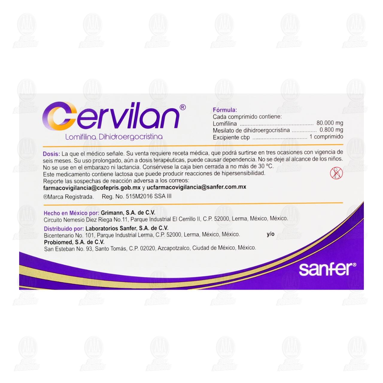 Cervilan 80mg/0.800mg, 45 Comprimidos. image number 2