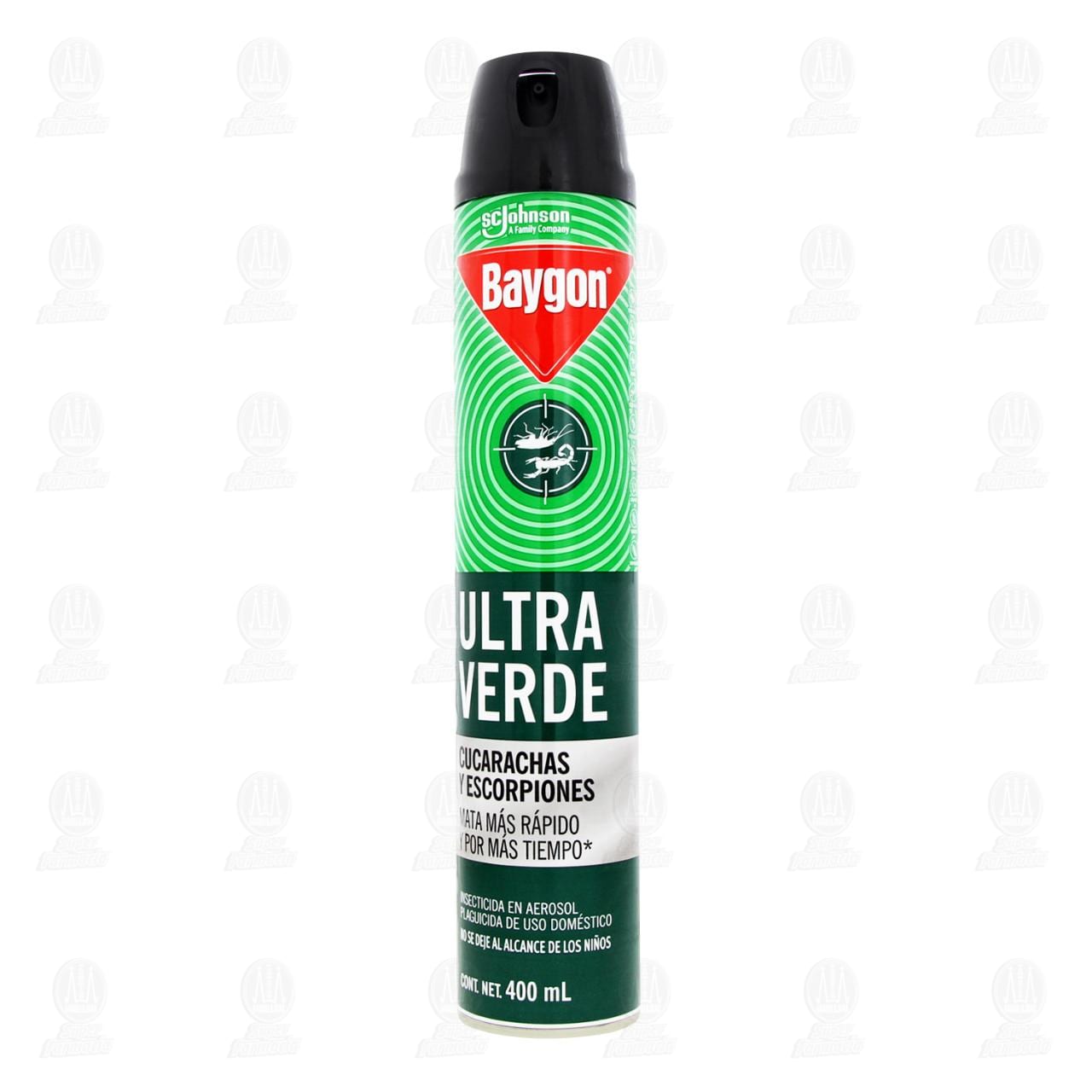 Insecticida Baygon Ultra Verde para Cucarachas y Escorpiones en Aerosol, 400 ml. image number 1