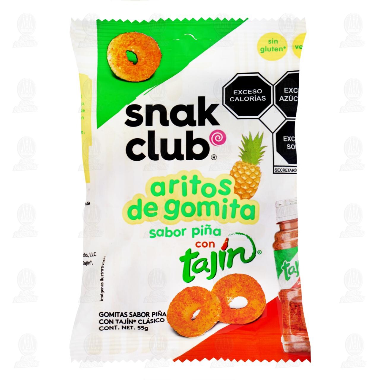 Aritos de Gomita Snak Club Sabor Pi&ntilde;a con Taj&iacute;n, 55 gr. image number 0
