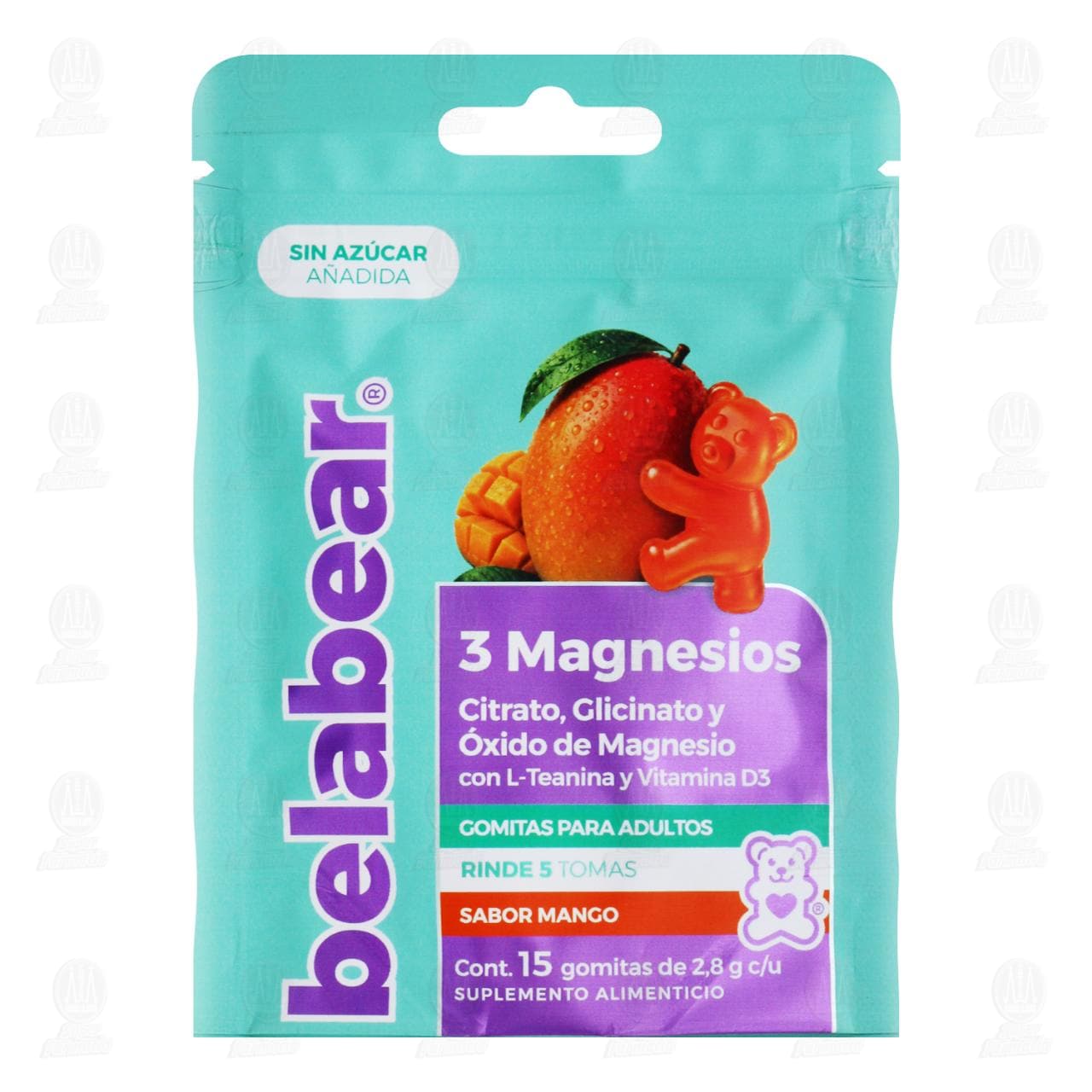 3 Magnesios Belabear en Gomitas Sabor Mango, 15 Gomitas. image number 0