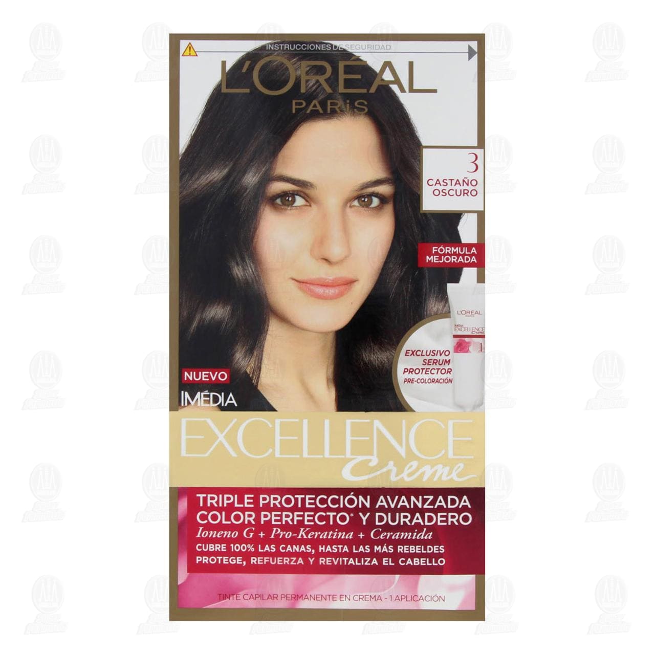 Tinte Excellence Creme Coloraci&oacute;n Triple Cuidado Color Casta&ntilde;o Oscuro (3), 1 pz. image number 1
