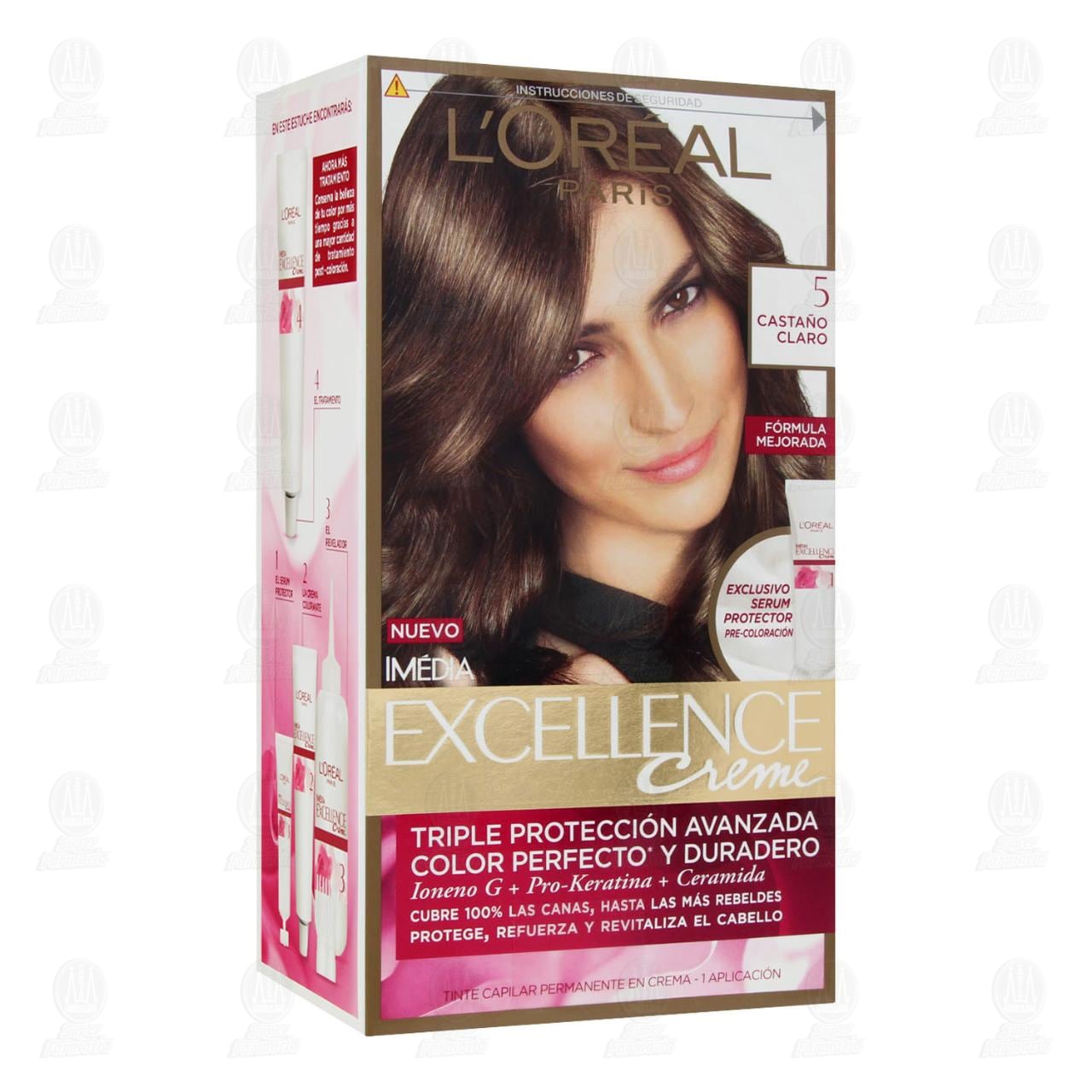 Imagen para Tinte Excellence Creme Triple Protección Avanzada Color Castaño Claro (5), 7 pzas.
