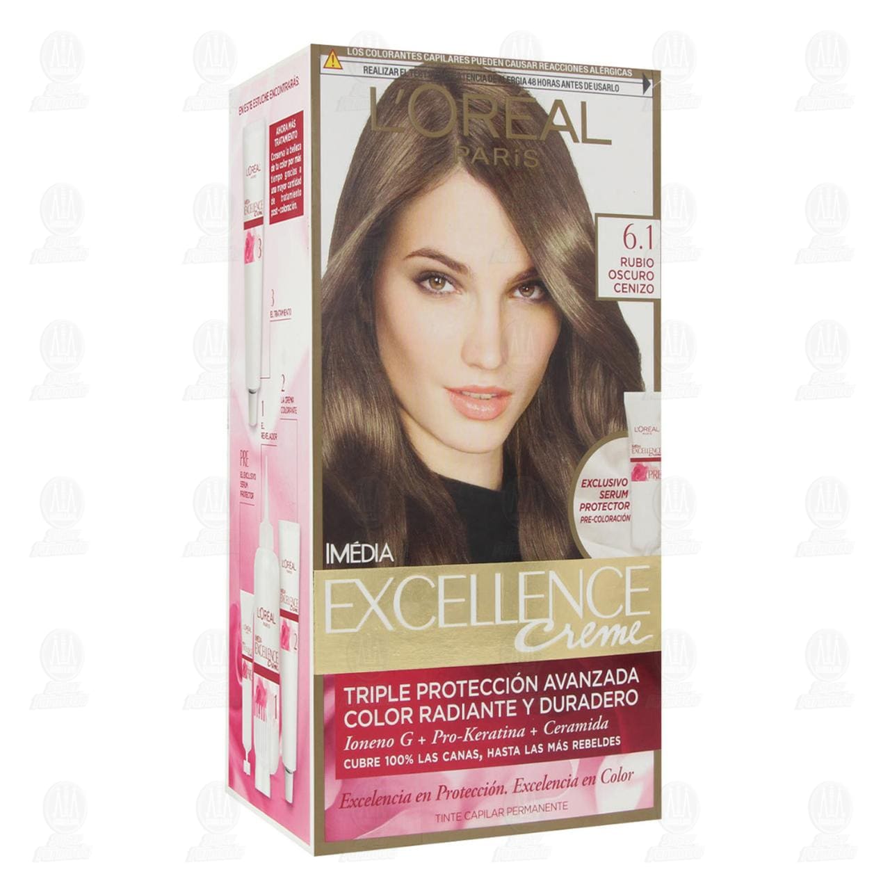 Imagen para Tinte Excellence Creme Triple Protección Avanzada Color Rubio Oscuro Cenizo (6.1), 7 pzas.