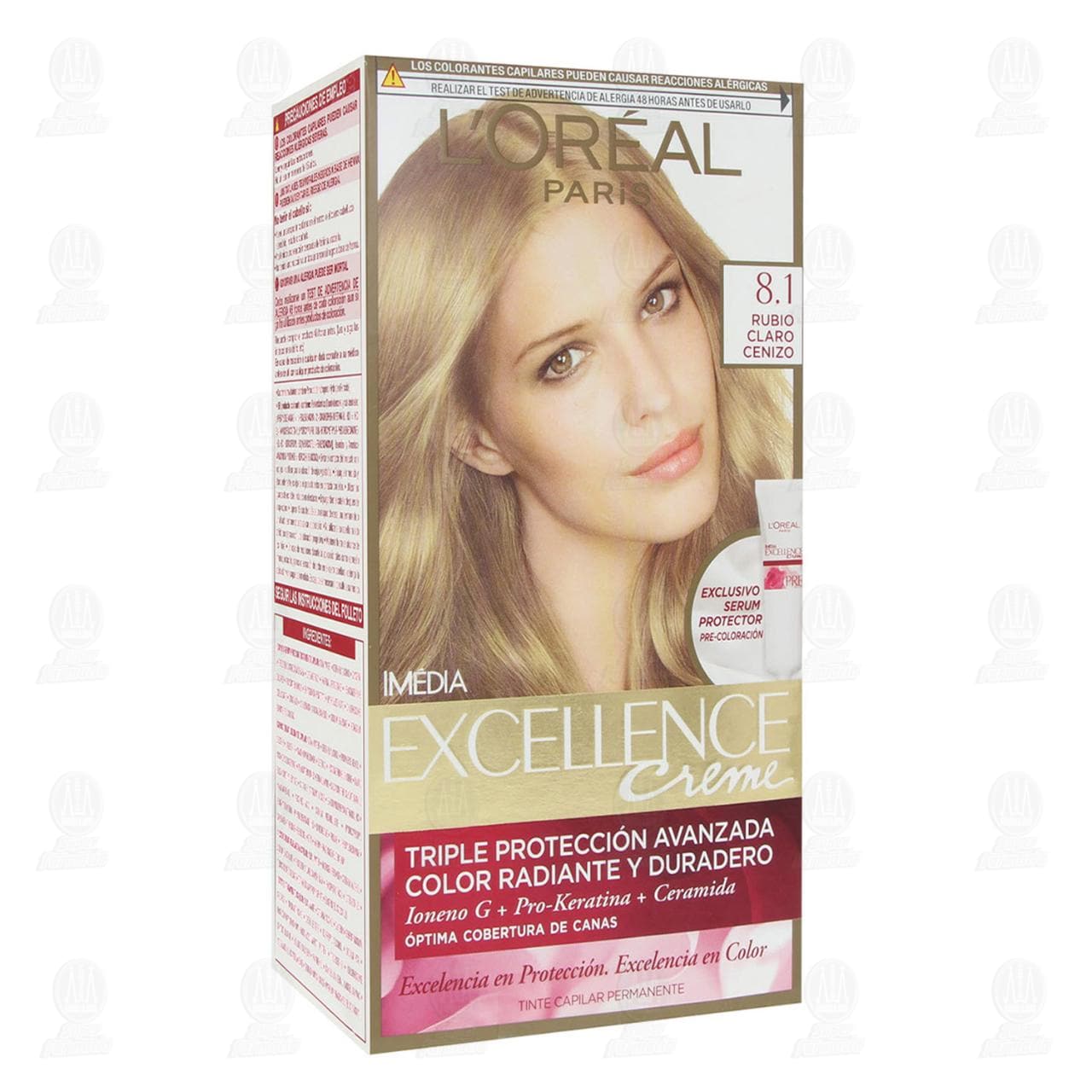 Imagen para Tinte Excellence Creme Triple Protección Avanzada Color Rubio Claro Cenizo (8.1), 7 pzas.