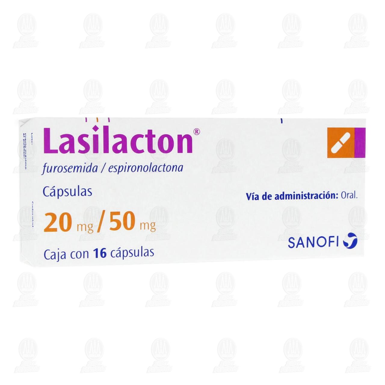 Lasilacton 20mg/50mg, 16 Cápsulas.