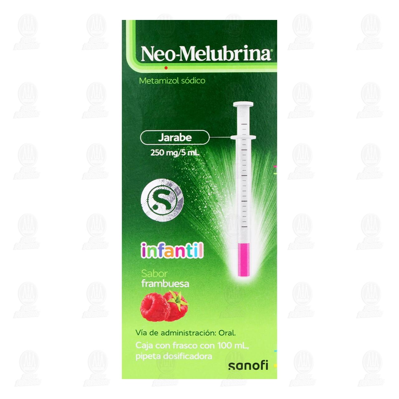 Neo-Melubrina 250mg/5ml Jarabe Infantil Sabor Frambuesa, 100 ml. image number 1
