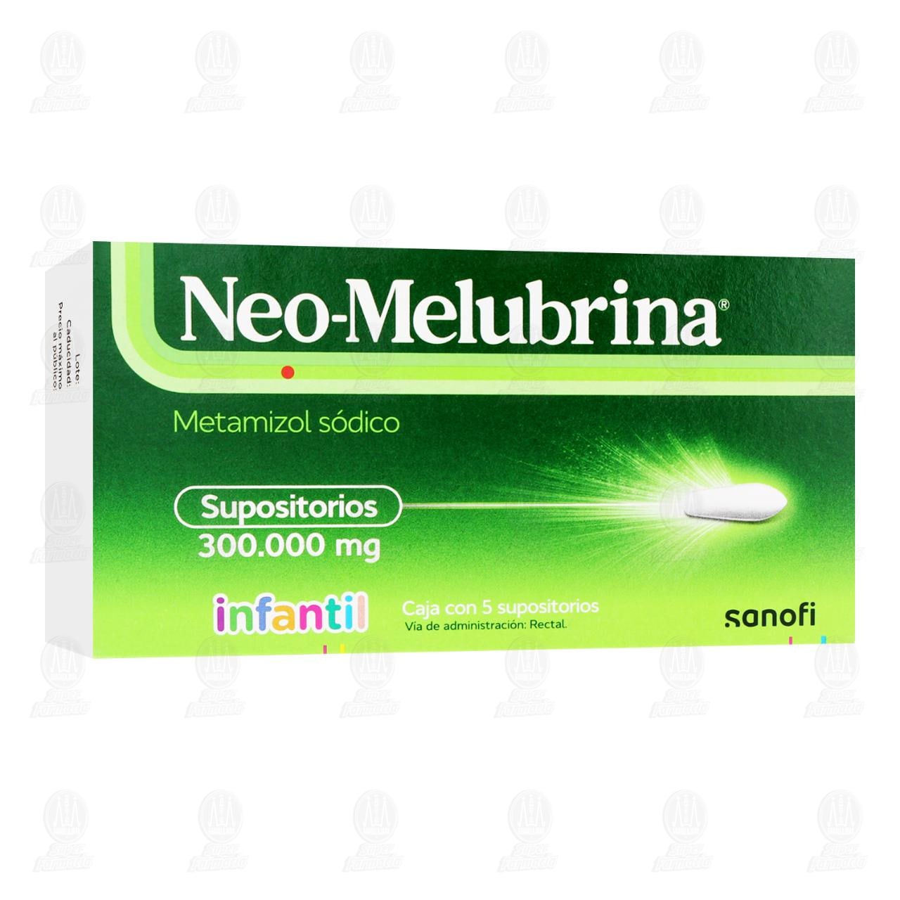 Neo-Melubrina Infantil 300 mg, 5 Supositorios. image number 0