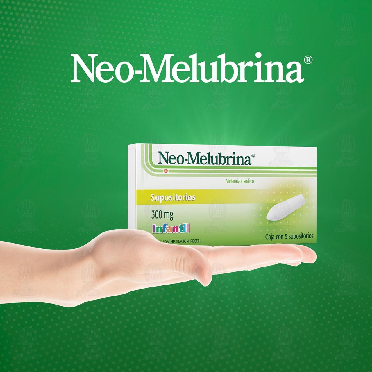 Neo-Melubrina Infantil 300 mg, 5 Supositorios. image number 3