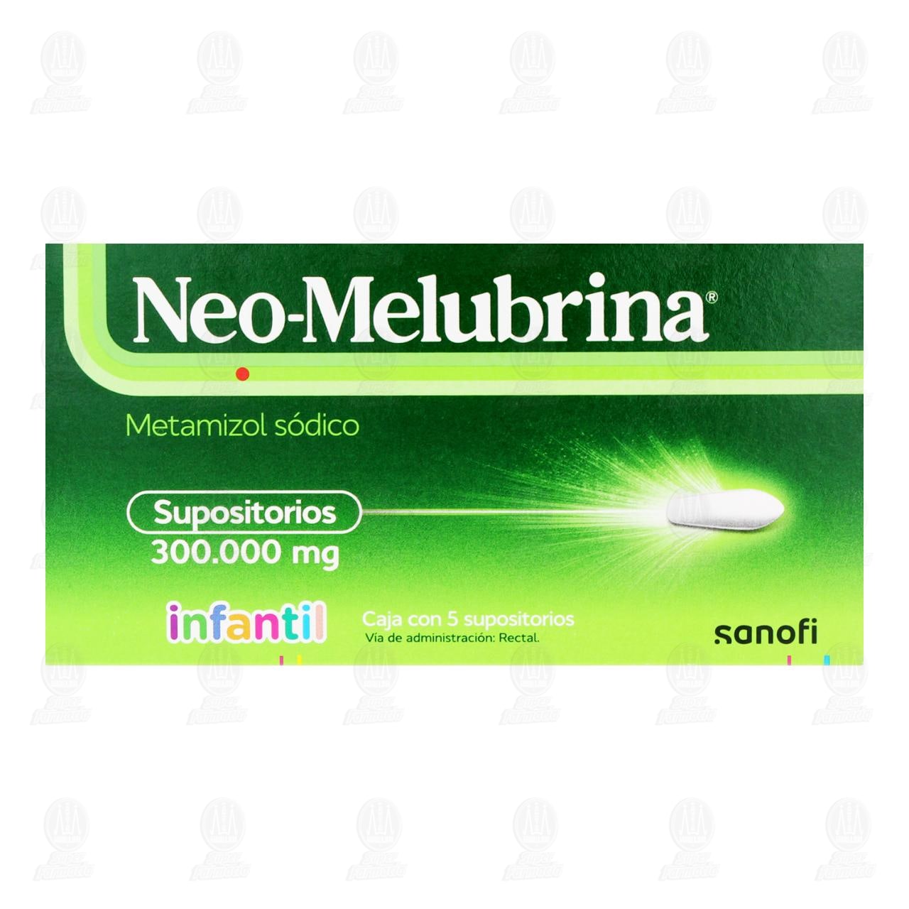Neo-Melubrina Infantil 300 mg, 5 Supositorios. image number 1
