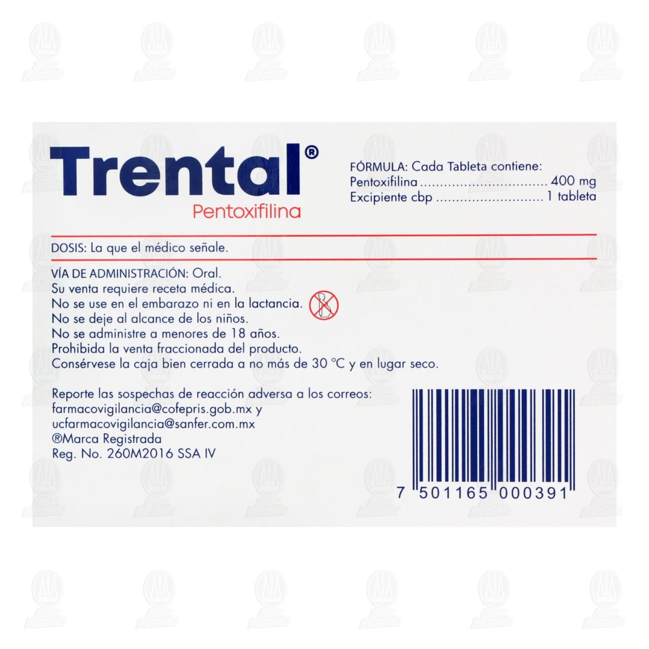 Trental 400 mg, 30 Tabletas. image number 2