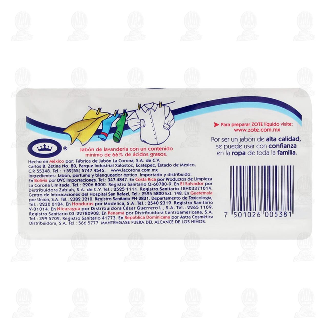 Jabón para Lavandería Zote Blanco en Barra, 200 gr. image number 2