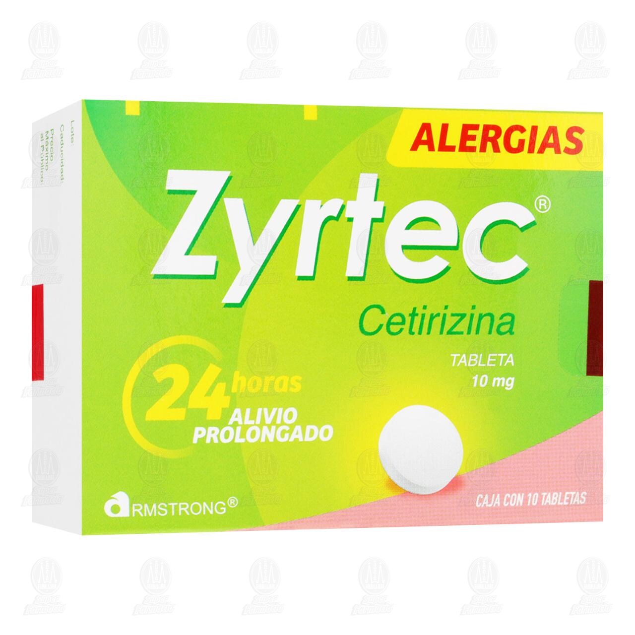 Zyrtec 10 mg, 10 Tabletas. image number 0