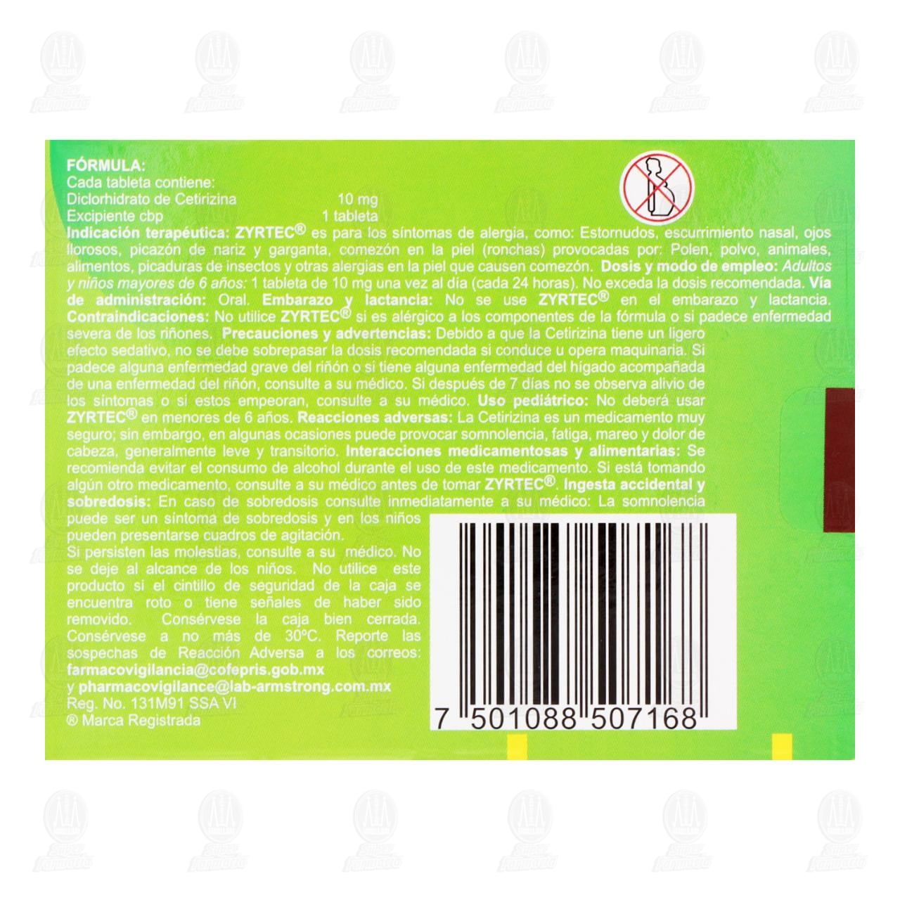Zyrtec 10 mg, 10 Tabletas. image number 2