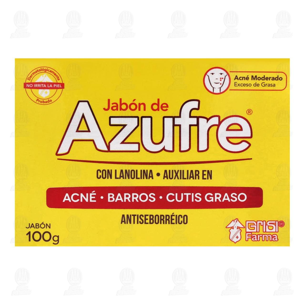 Jabón de Azufre Grisi con Lanolina Antiseborréico, 100 gr.