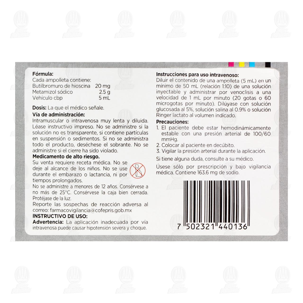 Buscapina Compositum 20mg/2.5gr/5ml Soluci&oacute;n Inyectable, 3 Ampolletas de 5 ml. image number 2