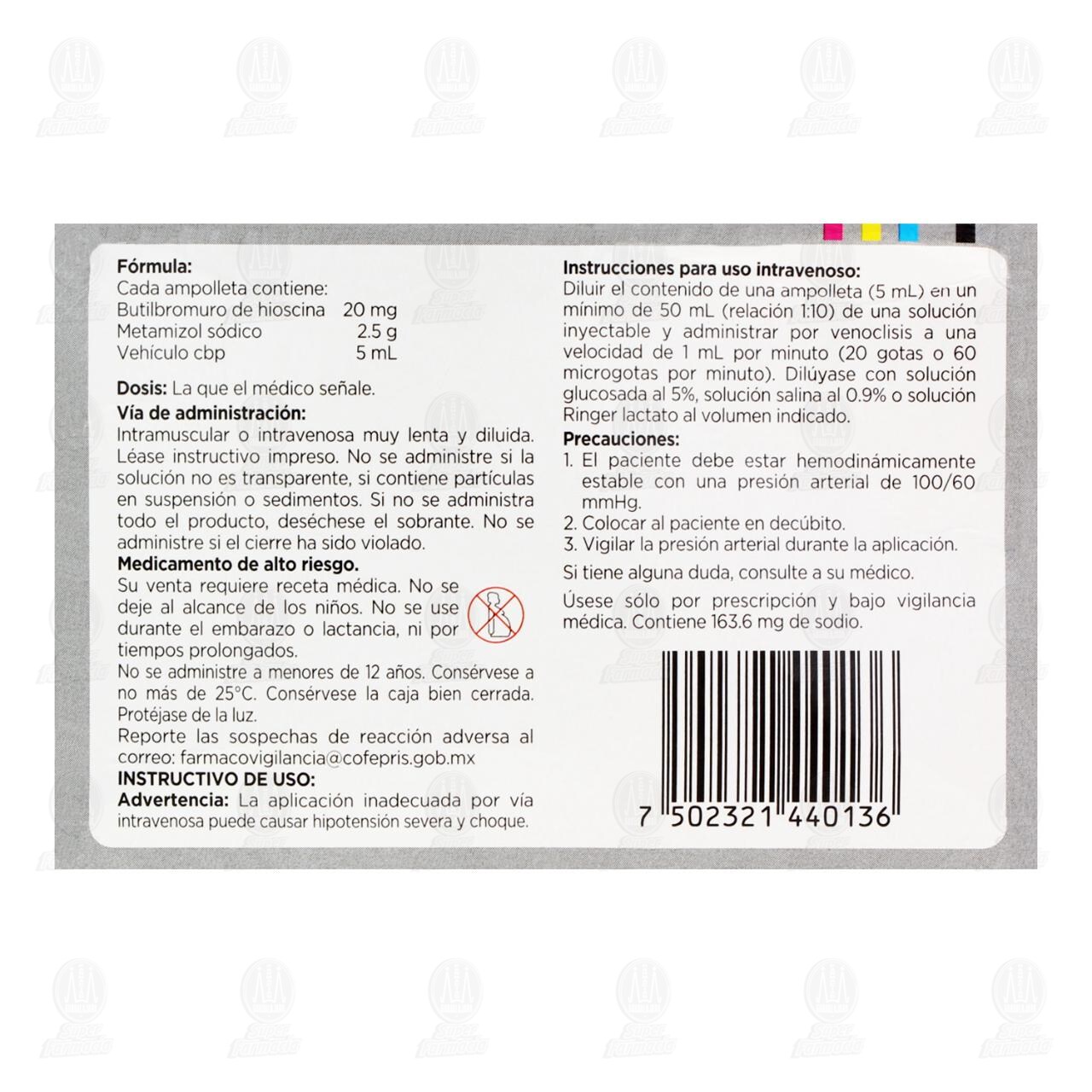 Buscapina Compositum 20mg/2.5gr/5ml Soluci&oacute;n Inyectable, 3 Ampolletas de 5 ml. image number 2