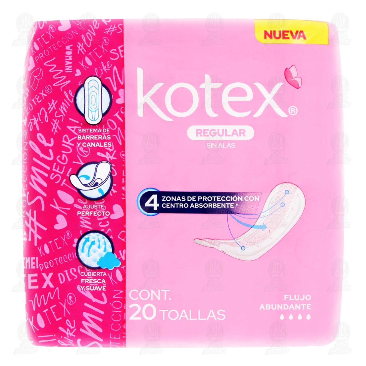 Toallas Femeninas Kotex Regular sin Alas, 20 pzas. image number 1
