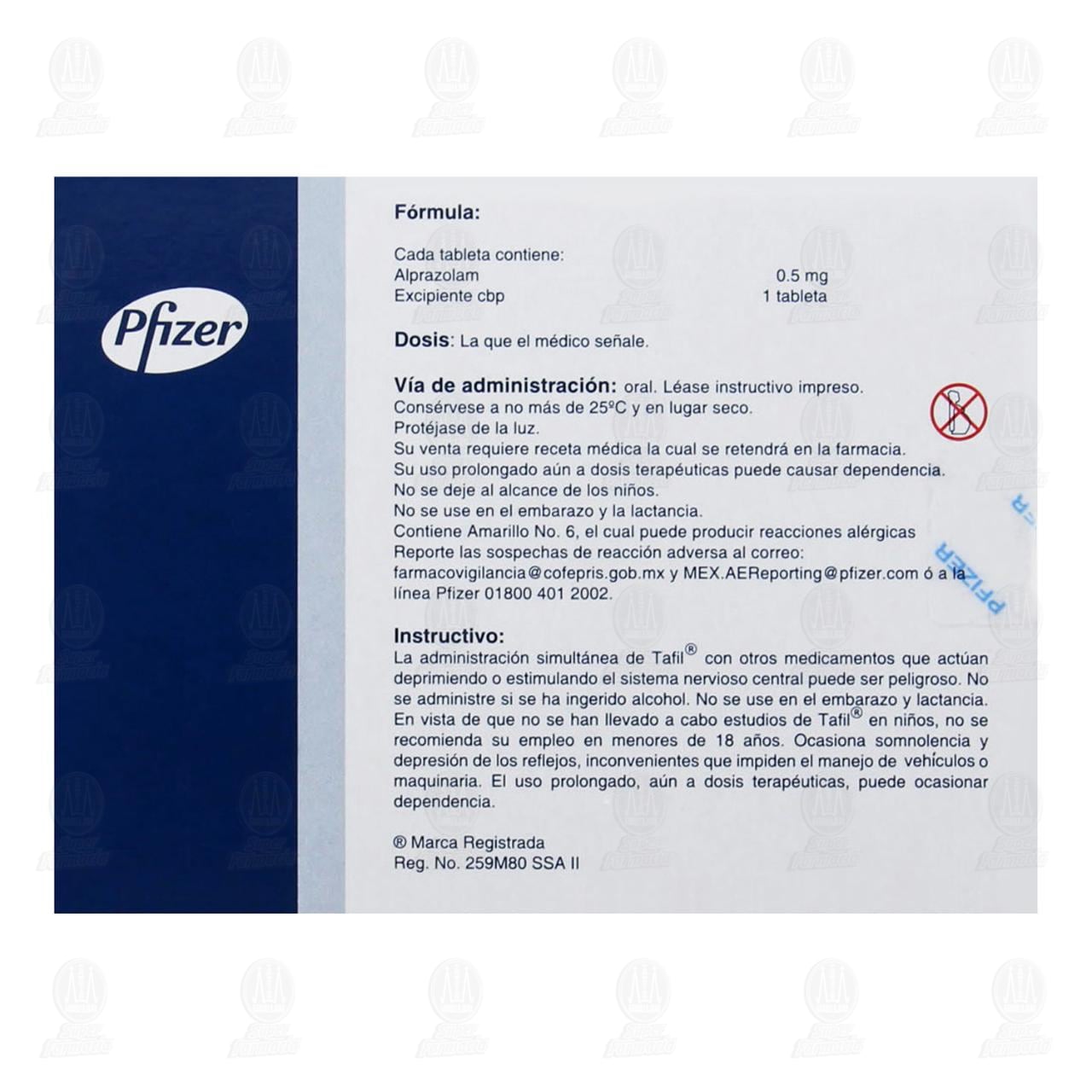 Tafil 0.5 mg, 30 Tabletas. image number 2