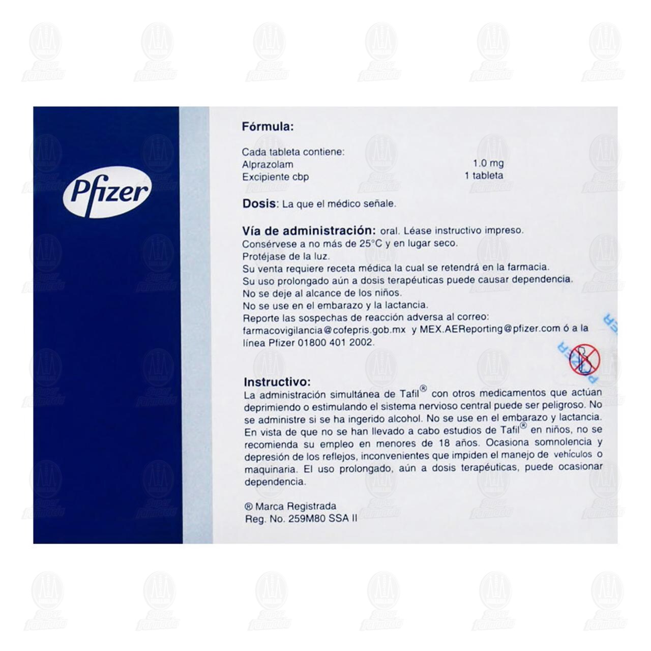 Tafil 1.0 mg, 30 Tabletas. image number 2