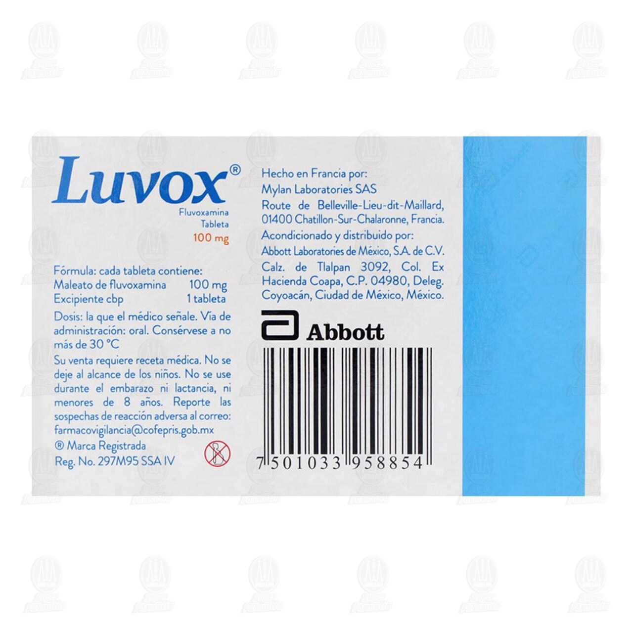 Luvox 100 mg, 15 Tabletas. image number 2