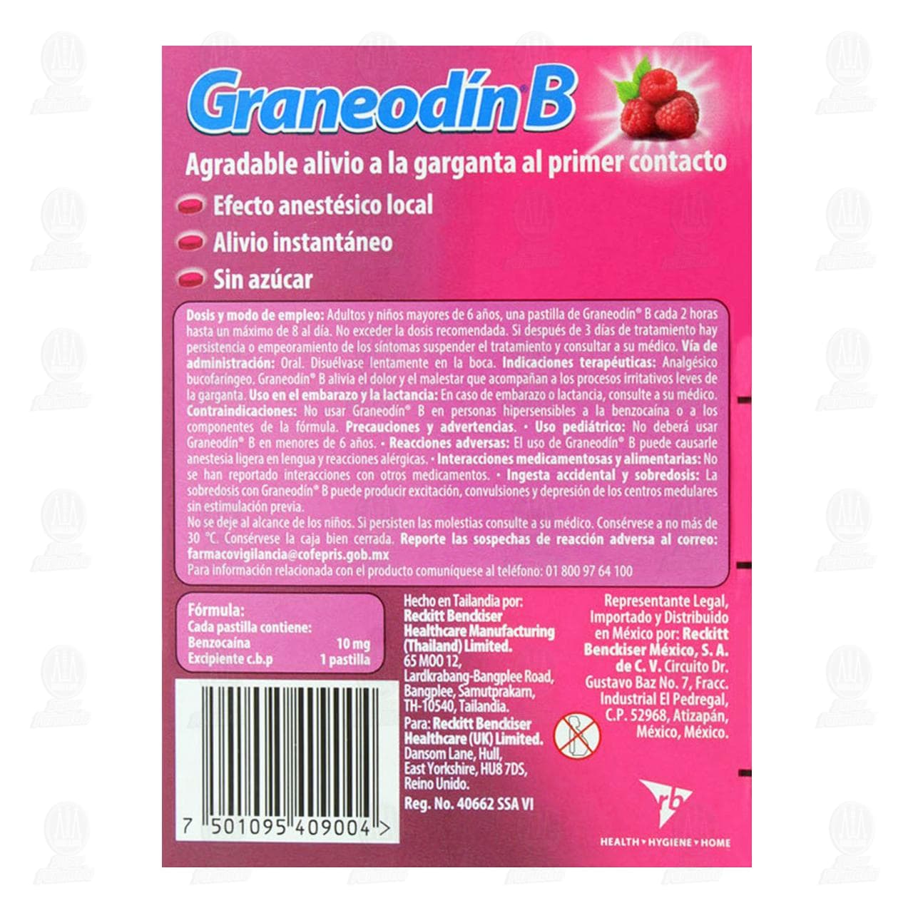 Graneod&iacute;n B Sabor Frambuesa, 24 Pastillas. image number 2