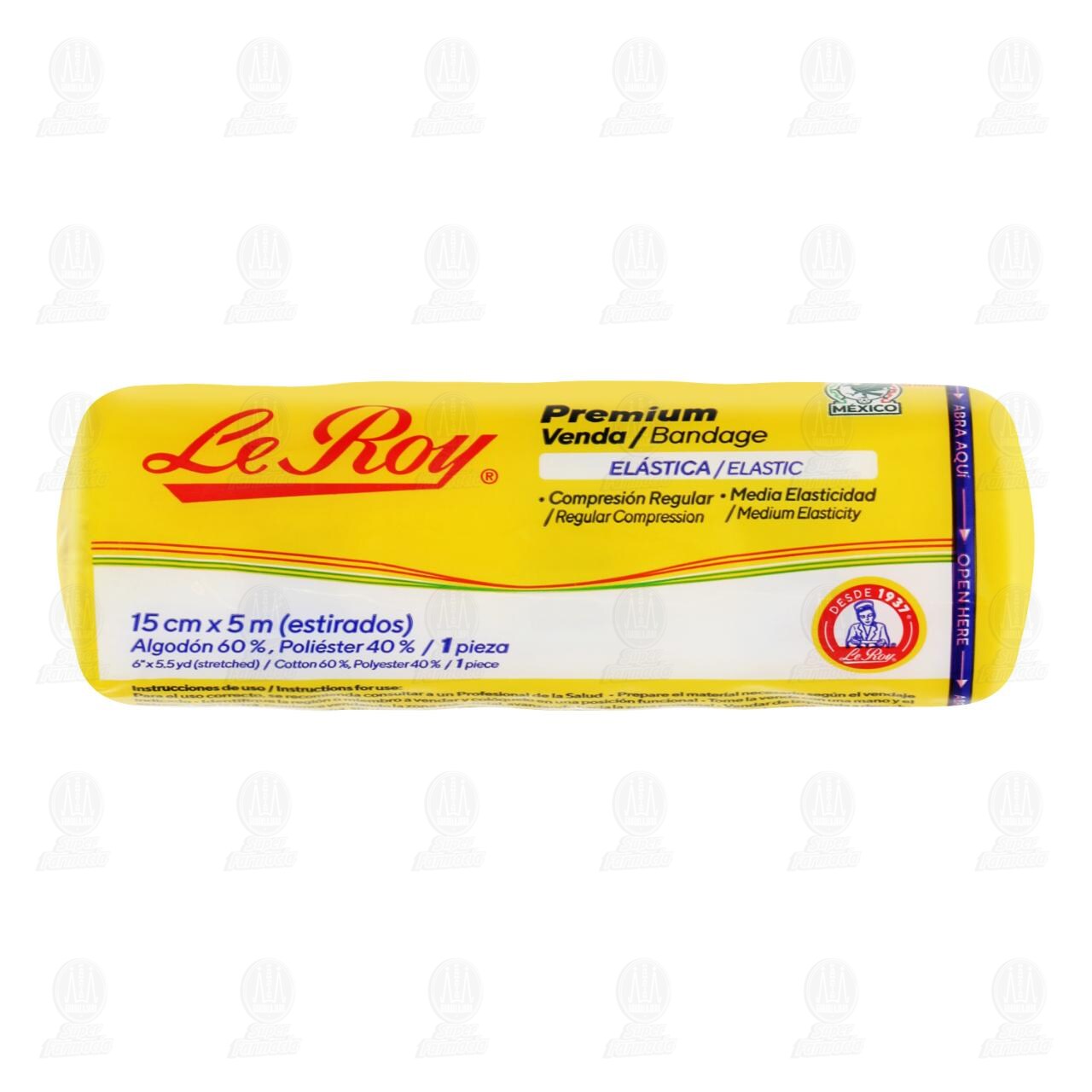 Venda El&aacute;stica Le Roy Premium 15cm x 5m Estirada, 1 pz.