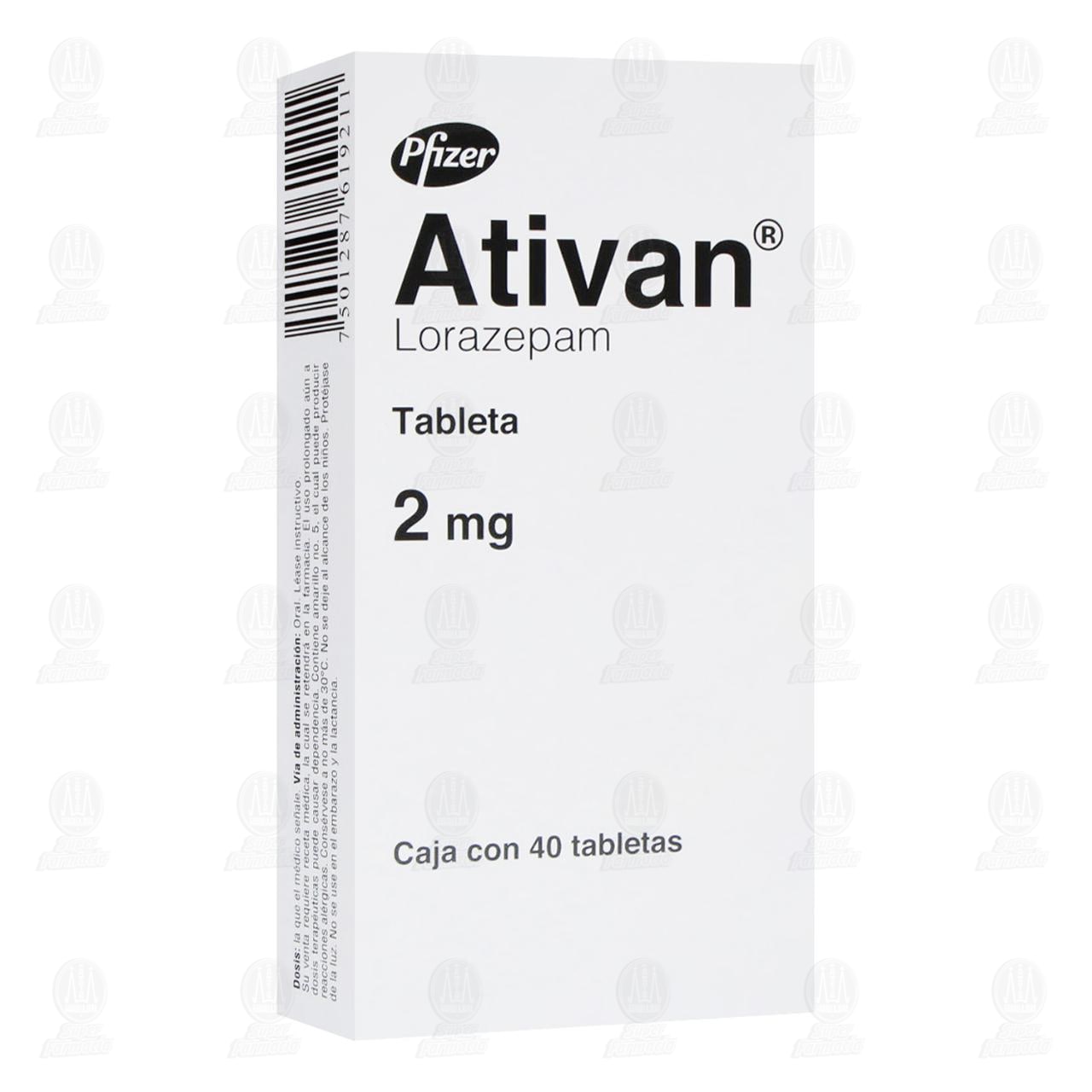 Ativan 2 mg, 40 Tabletas. image number 0