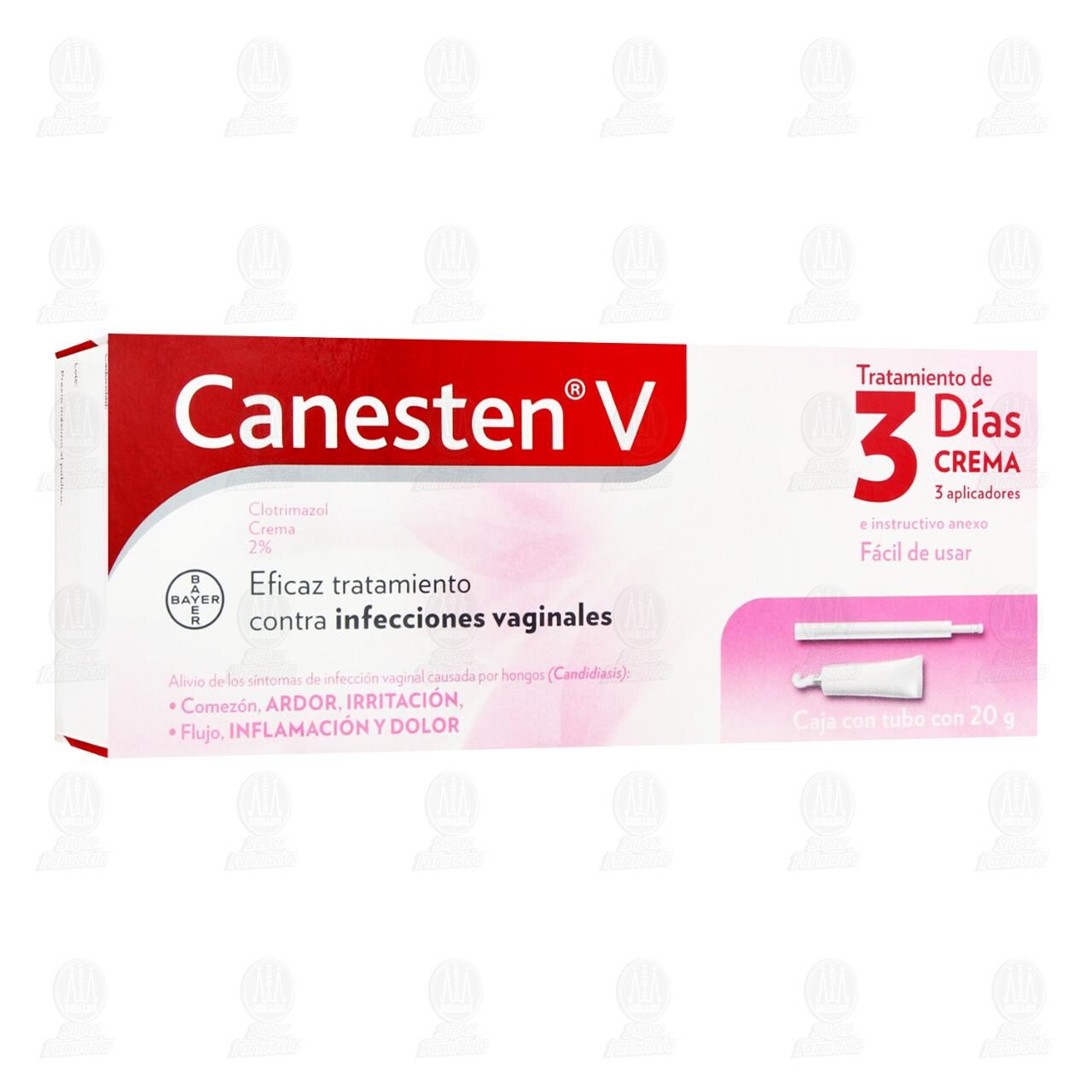 Canesten V Crema 3 D&iacute;as 20 gr, 3 Aplicadores. image number 0