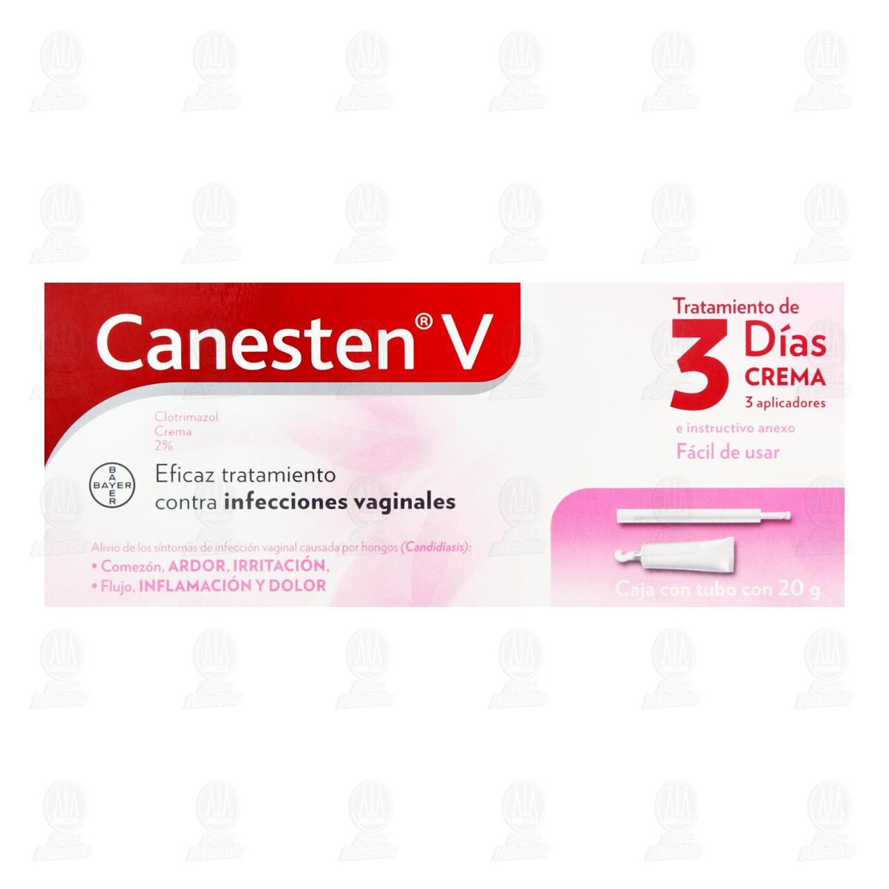 Canesten V Crema 3 D&iacute;as 20 gr, 3 Aplicadores. image number 1