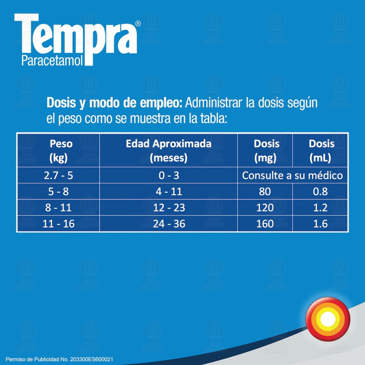 Tempra 100mg/ml Soluci&oacute;n Pedi&aacute;trica Sabor Uva, 30 ml. image number 4