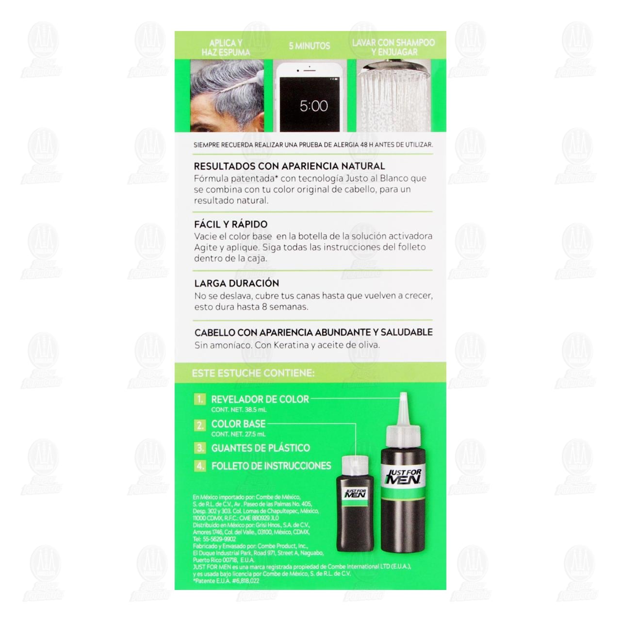 Tinte en Shampoo Just For Men F&oacute;rmula Original Casta&ntilde;o Oscuro (H-45), 1 pz. image number 2