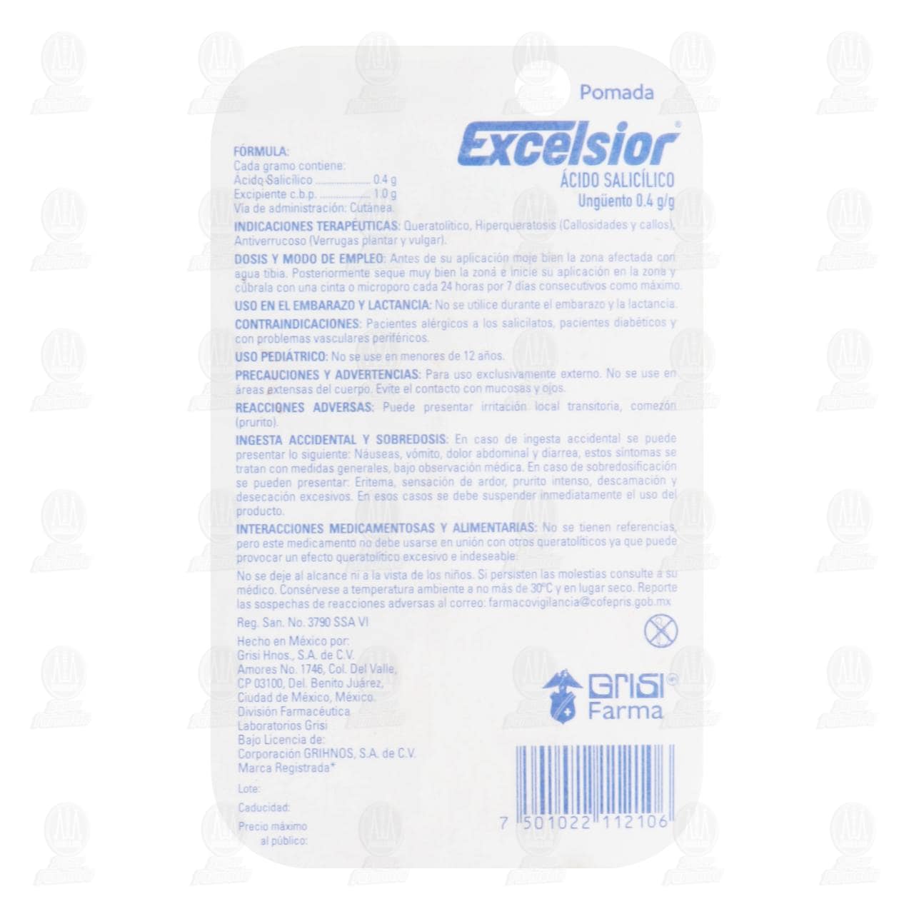 Excelsior Pomada Ung&uuml;ento 0.4g/g, 8 gr. image number 1