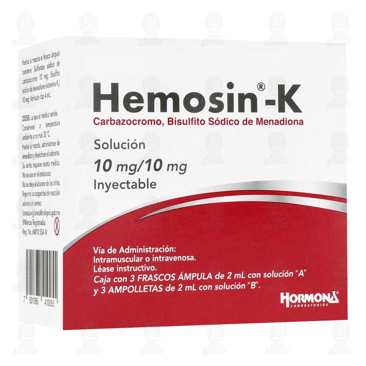 Hemosin -K 10mg/10mg Solución Inyectable, 3 Ámpulas y 3 Ampolletas de 2 ml c/u.