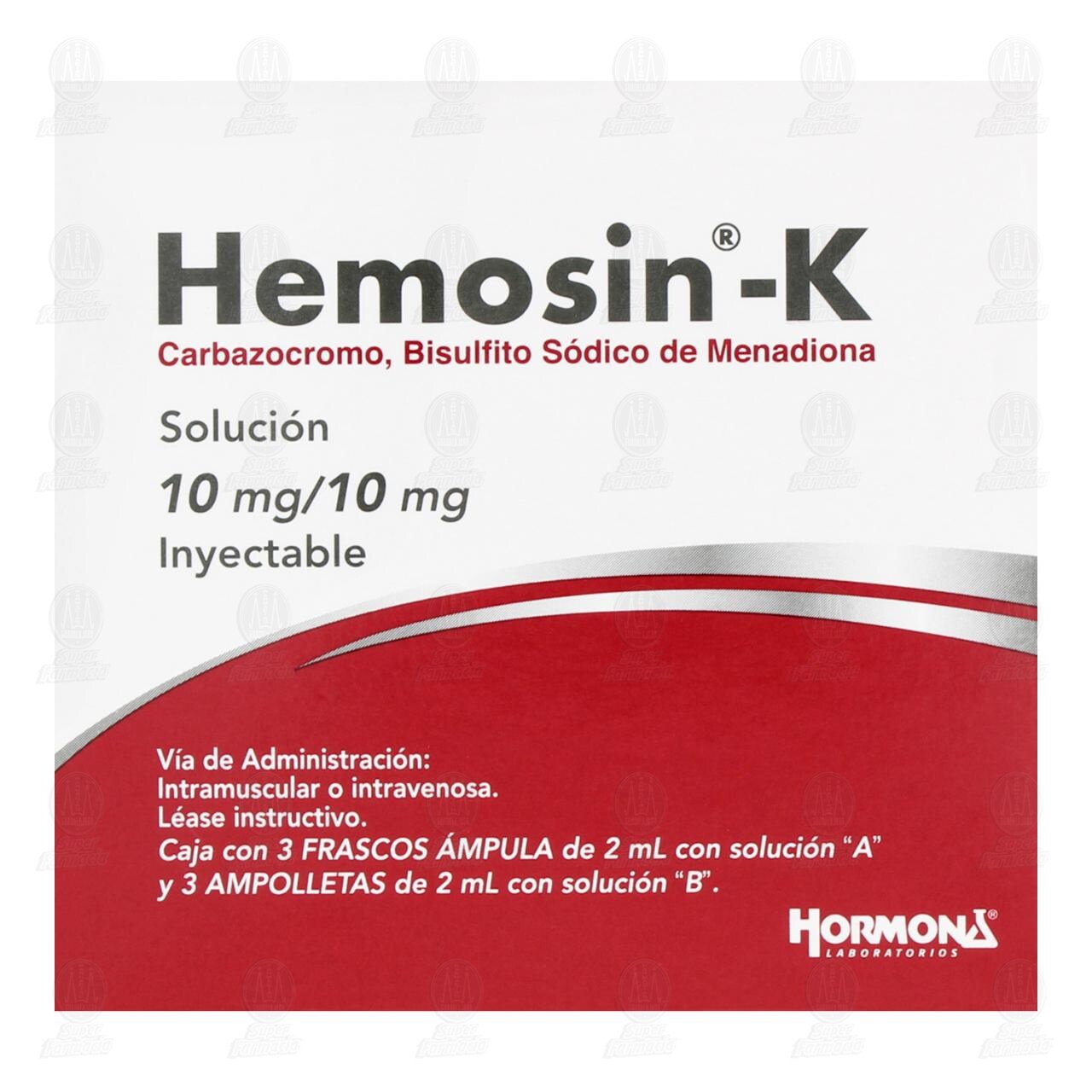 Hemosin -K 10mg/10mg Solución Inyectable, 3 Ámpulas y 3 Ampolletas de 2 ml c/u. image number 1
