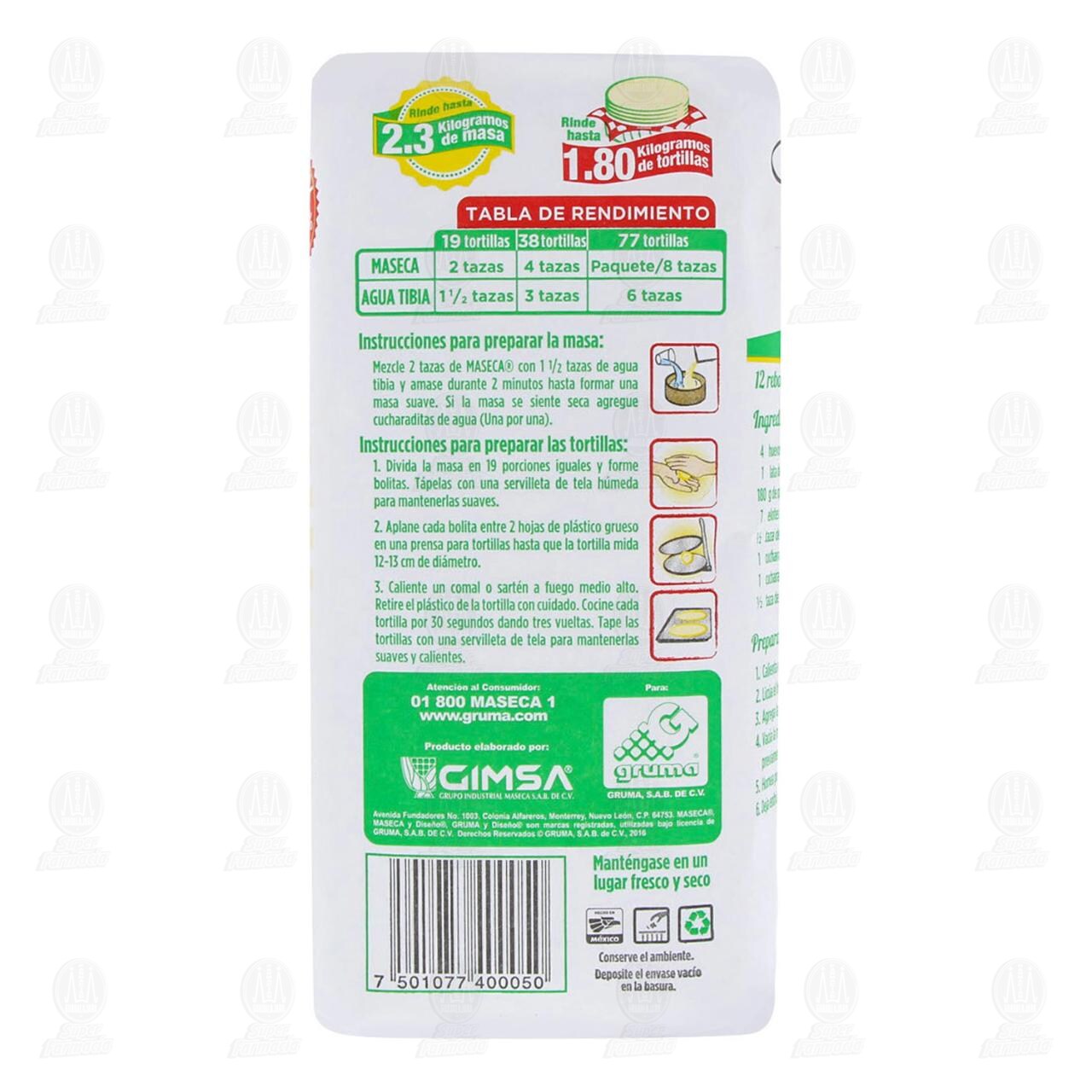 Harina de Maíz Maseca Nixtamalizado 100% Natural, 1 kg. image number 3