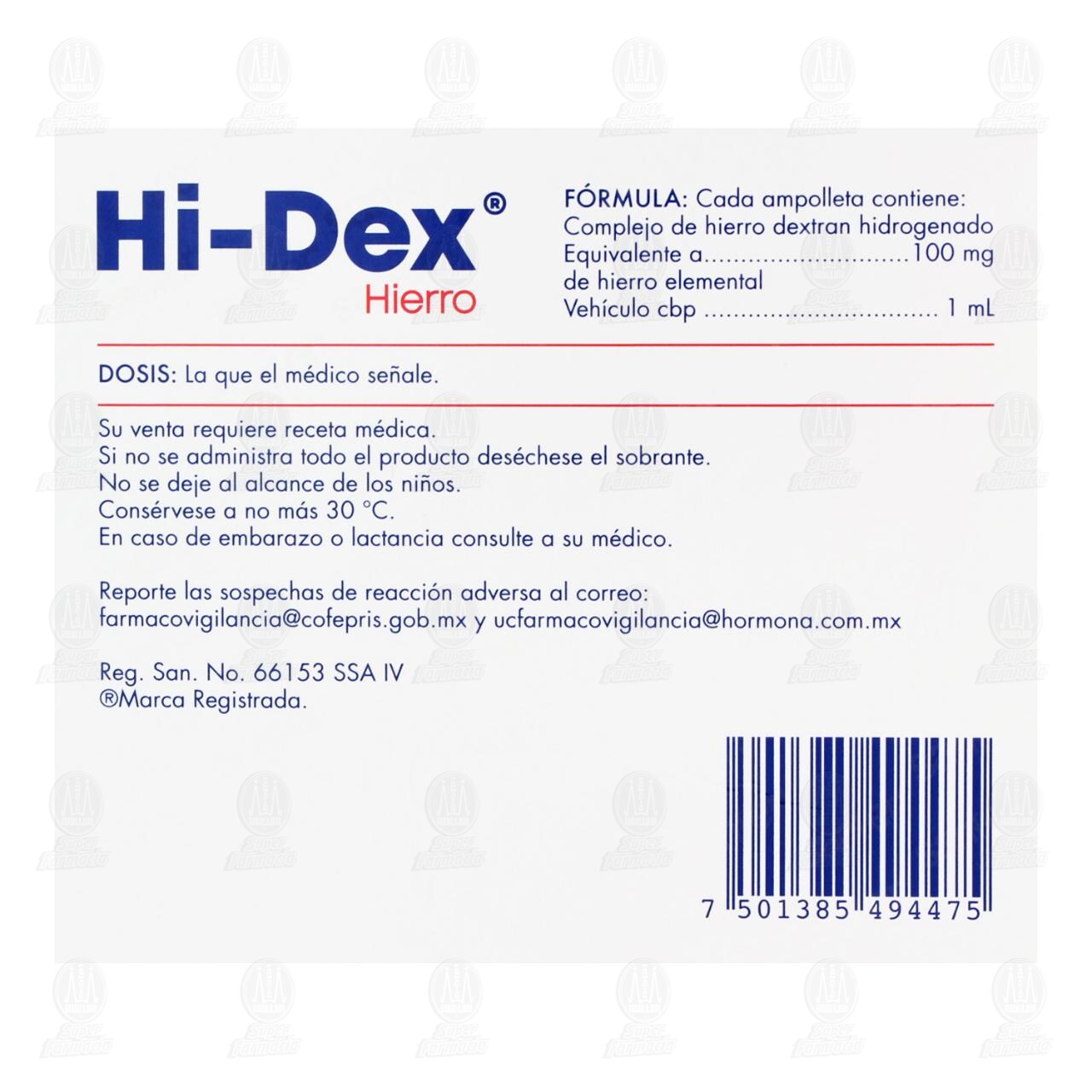 Hi-Dex 100mg/1ml, 3 Ampolletas de 1 ml. de HI DEX | Farmacias Guadalajara