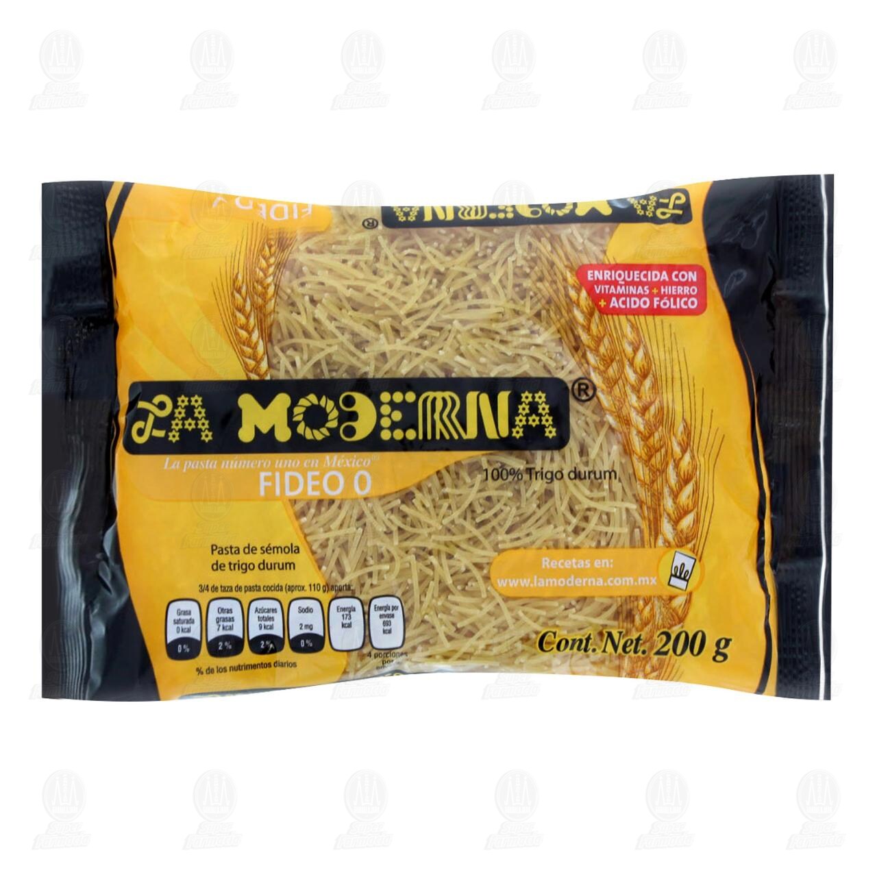 Pasta de Sémola de Trigo Durum La Moderna Fideo 0, 200 gr. image number 0