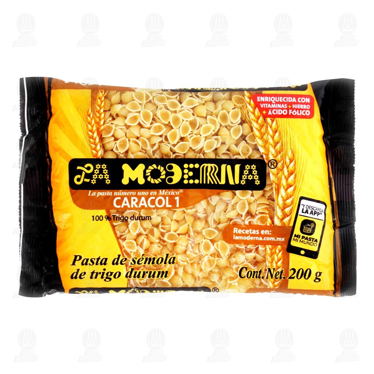 Pasta de S&eacute;mola de Trigo Durum La Moderna Caracol 1, 200 gr.