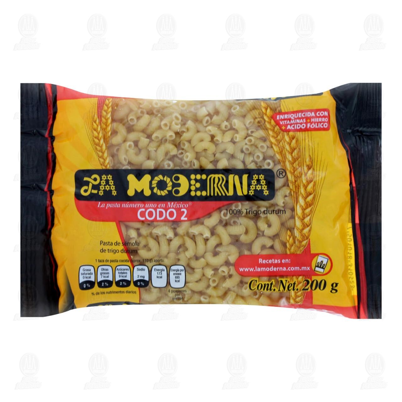 Pasta de Sémola de Trigo Durum La Moderna Codo 2, 200 gr. Smart Club